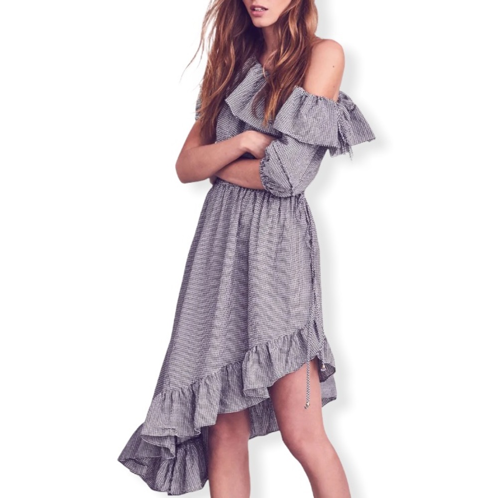 LoveShackFancy Gingham Haley Dress Black and White Size Small